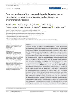 Genome Analyses of the New Model Protist Euplotes Vannus Focusing on Genome Rearrangement and Resistance to Environmental Stressors