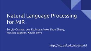 Natural Language Processing for MIR
