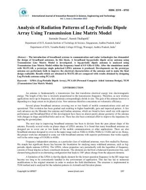 Analysis of Radiation Patterns of Log-Periodic Dipole Array Using