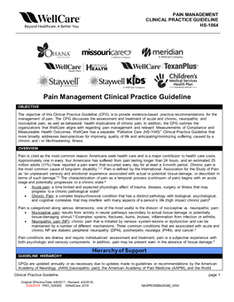 Pain Management Clinical Practice Guideline Hs-1064