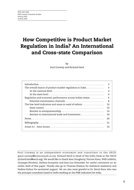 How Competitive Is Product Market Regulation in India? an International and Cross-State Comparison