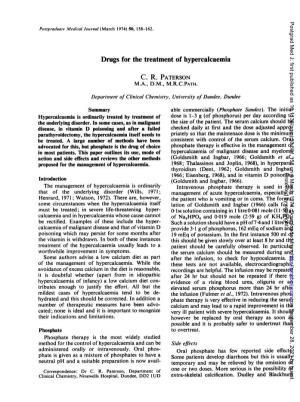 Drugs for the Treatment of Hypercalcaemia C. R. PATERSON