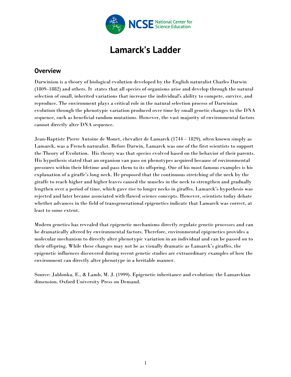 Lamarck's Ladder