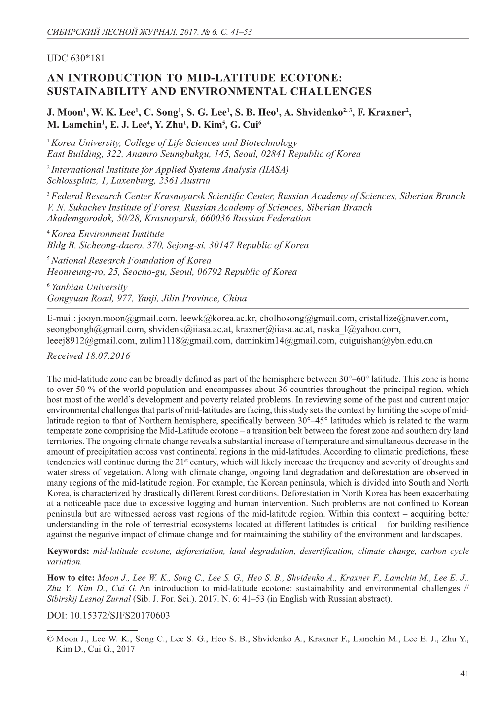 An Introduction to Mid-Latitude Ecotone: Sustainability and Environmental Challenges J