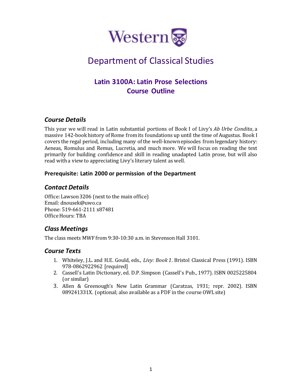 Department of Classical Studies