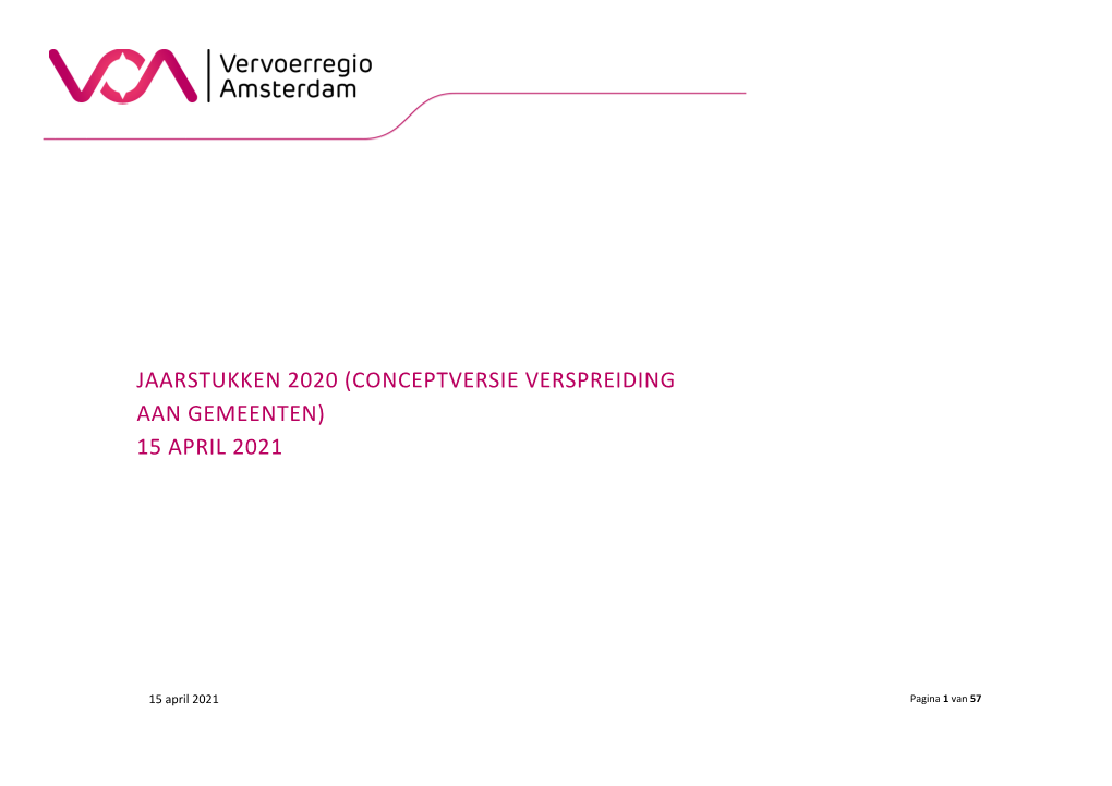 Jaarstukken 2020 (Conceptversie Verspreiding Aan Gemeenten) 15 April 2021