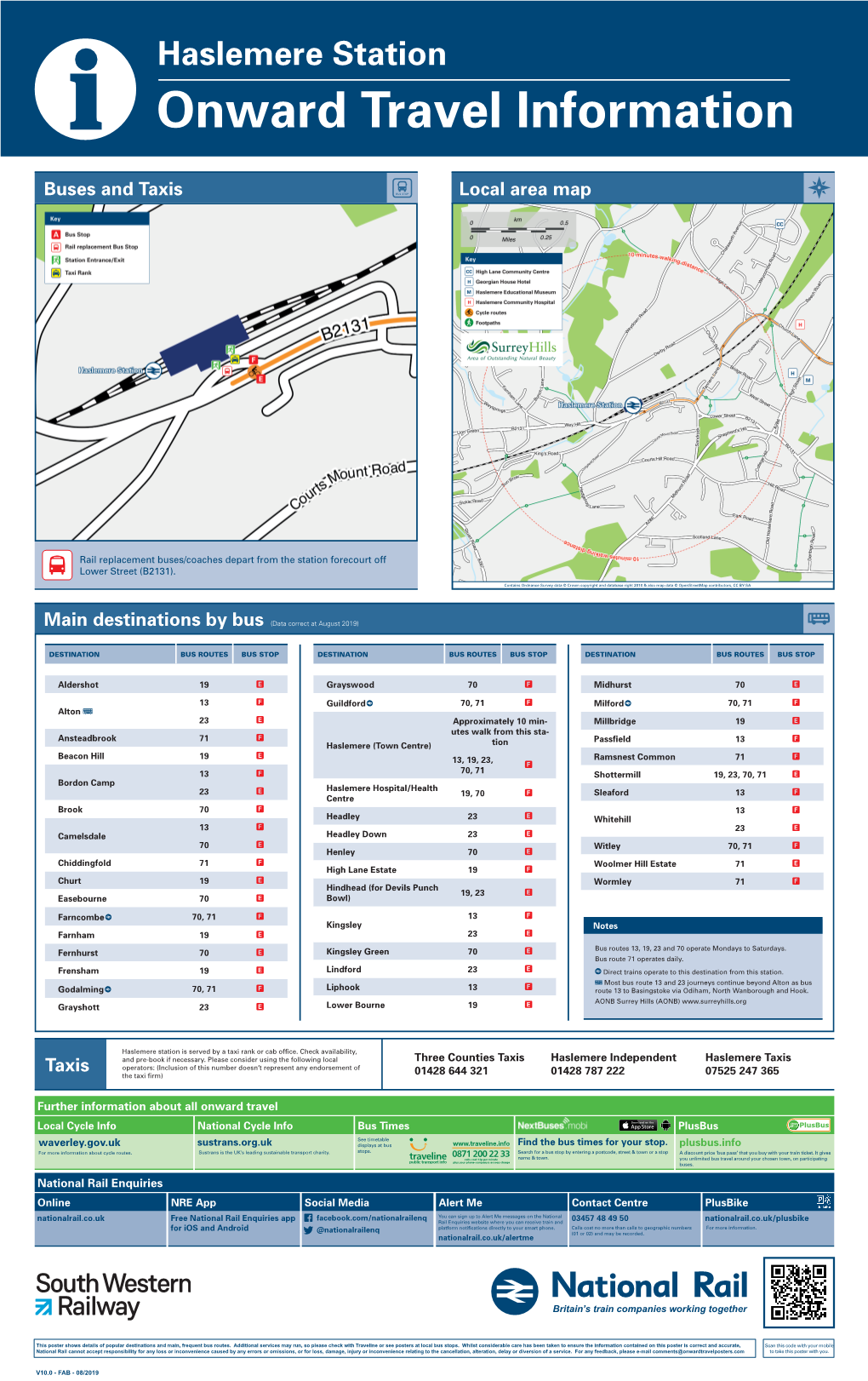 Haslemere Station I Onward Travel Information Buses and Taxis Local Area Map