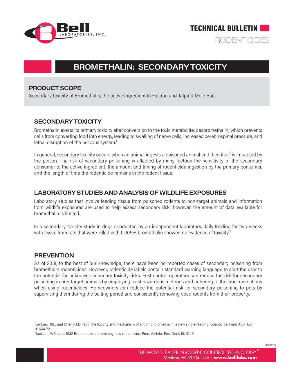 Bromethalin: Secondary Toxicity