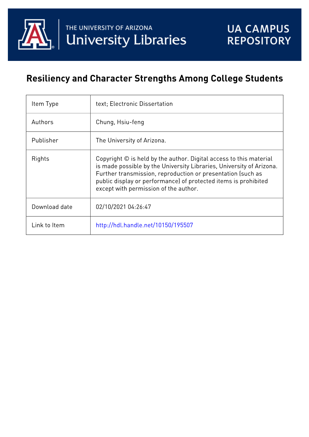 Resiliency and Character Strengths Among College Students