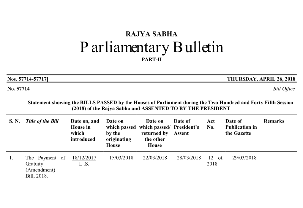 Parliamentary Bulletin