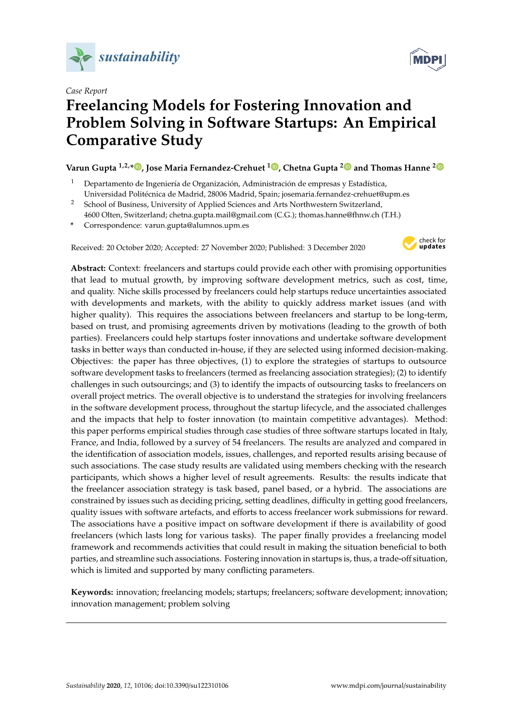 Freelancing Models for Fostering Innovation and Problem Solving in Software Startups: an Empirical Comparative Study