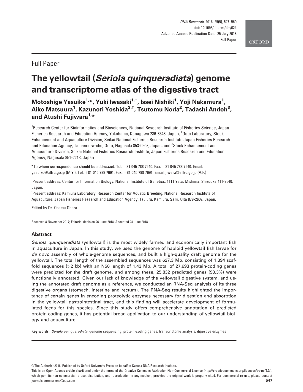 Genome and Transcriptome Atlas of the Digestive Tract