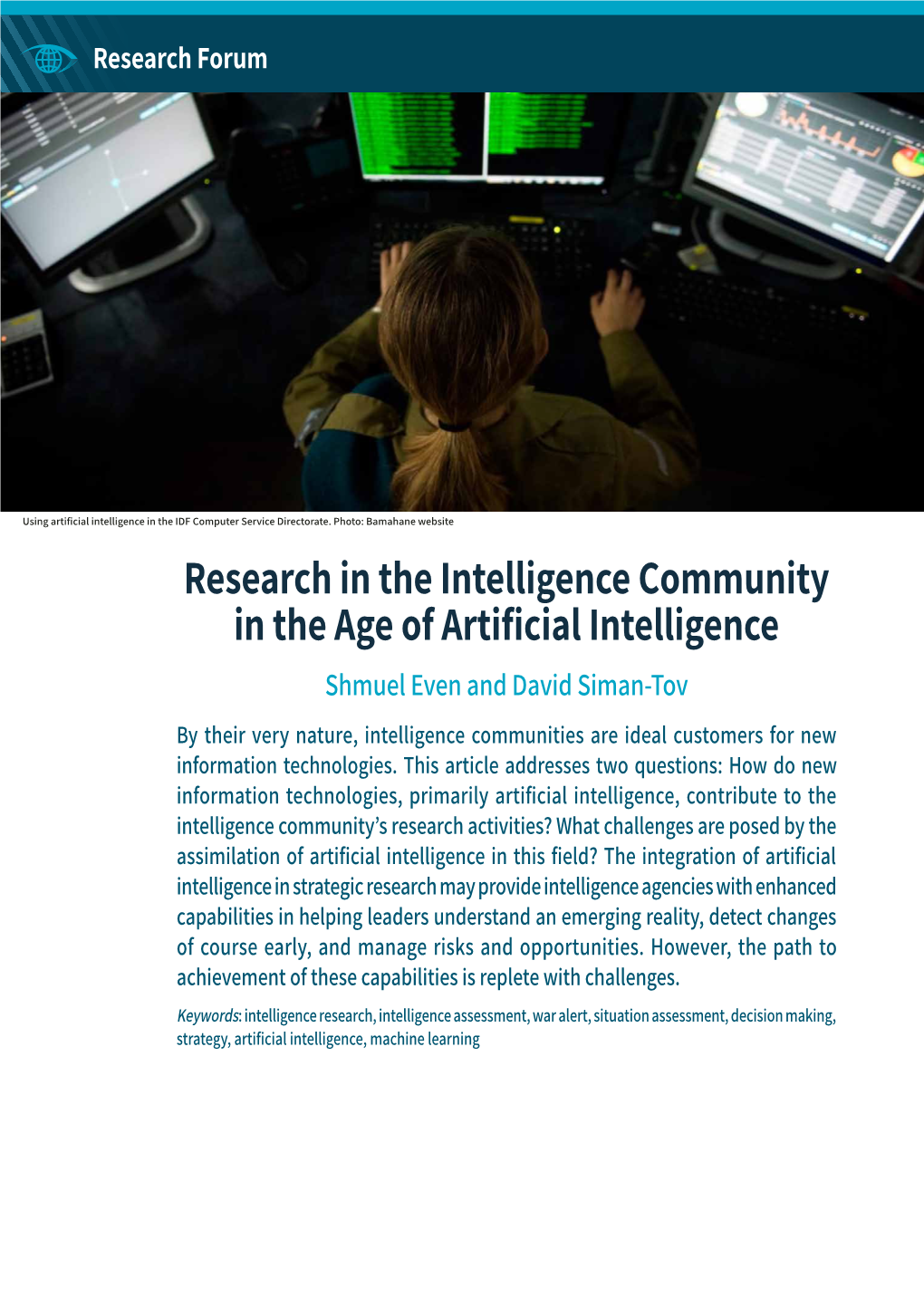 Research in the Intelligence Community in the Age of Artificial