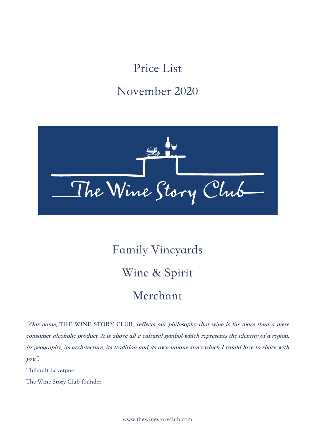 Price List November 2020 Family Vineyards Wine & Spirit Merchant