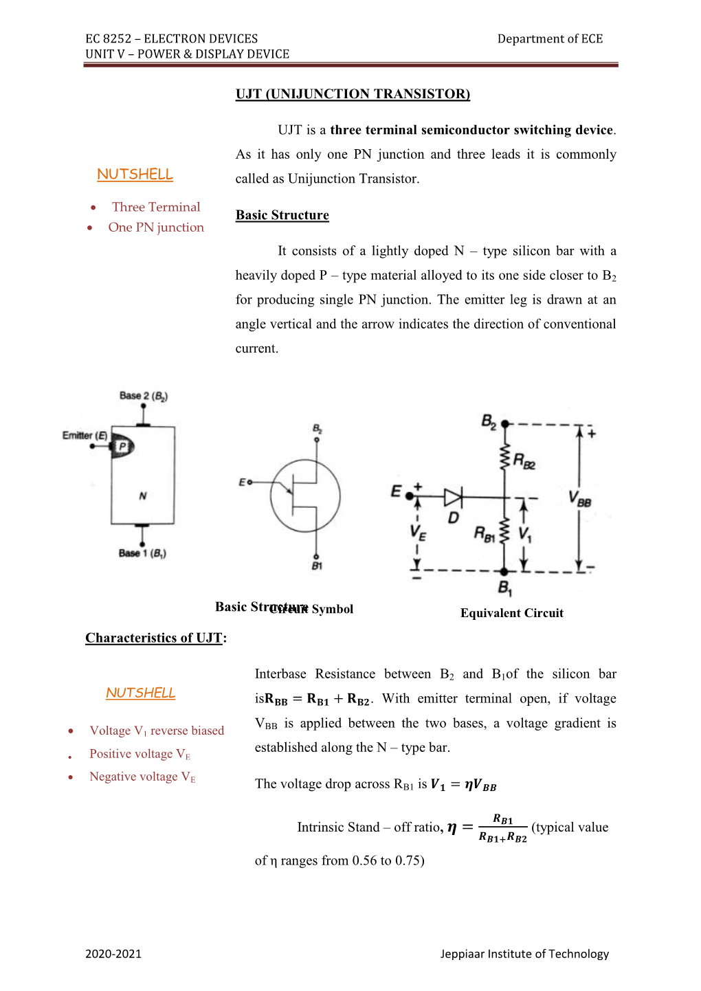 EC 8252 – ELECTRON DEVICES Department of ECE UNIT V – POWER & DISPLAY DEVICE