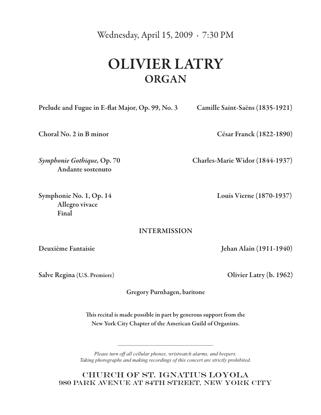 Olivier Latry Organ