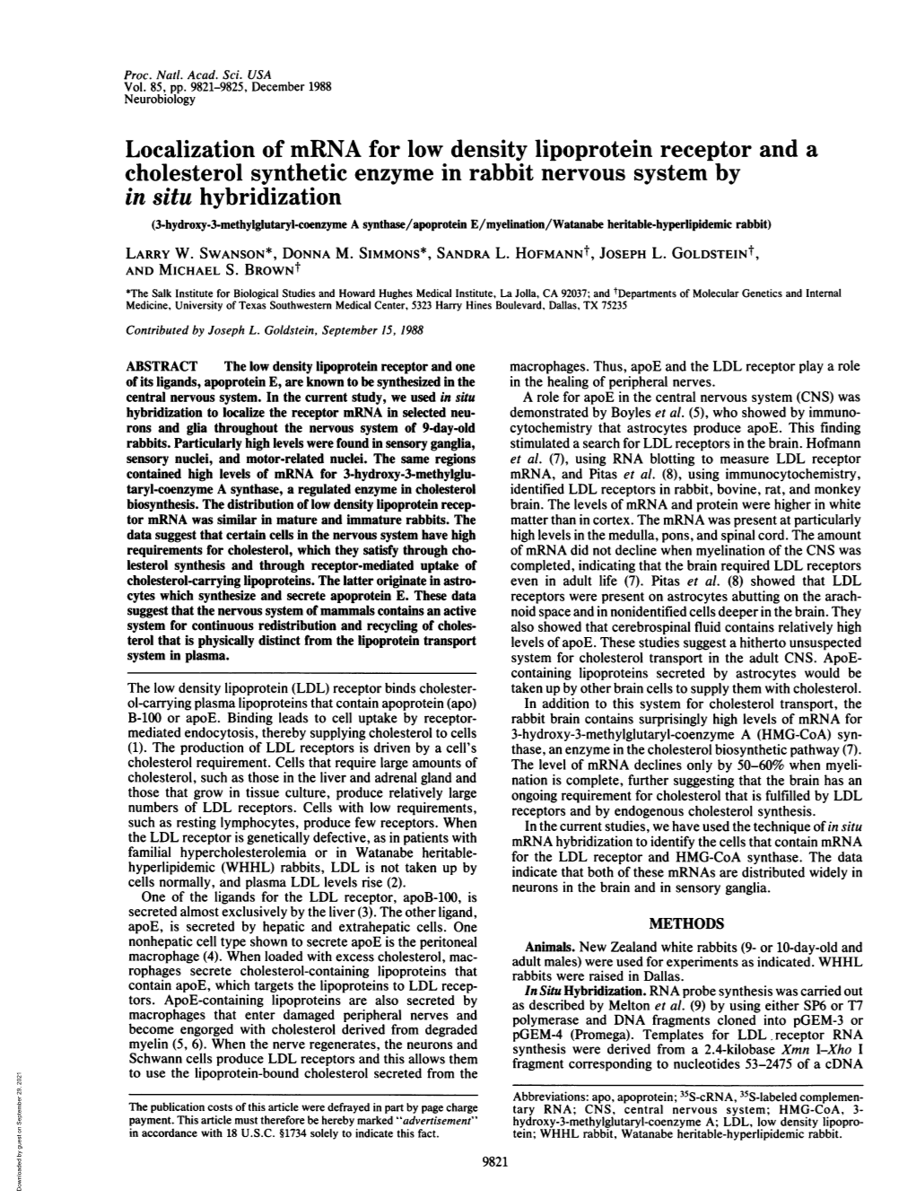 Cholesterol Synthetic Enzymein Rabbit Nervous System By