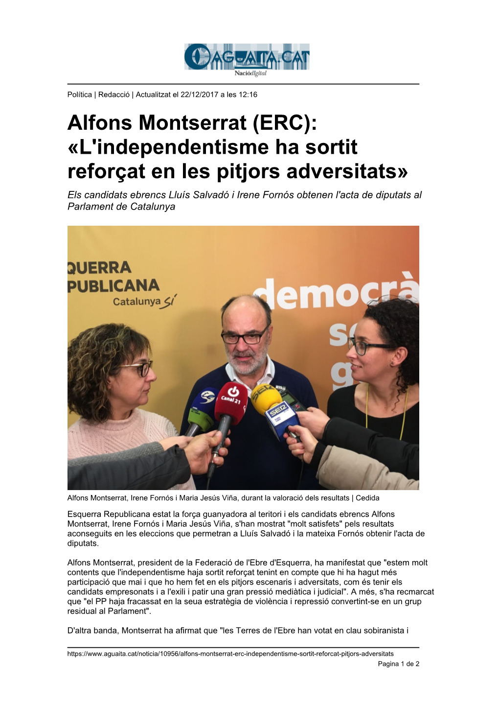 Alfons Montserrat (ERC): «L'independentisme