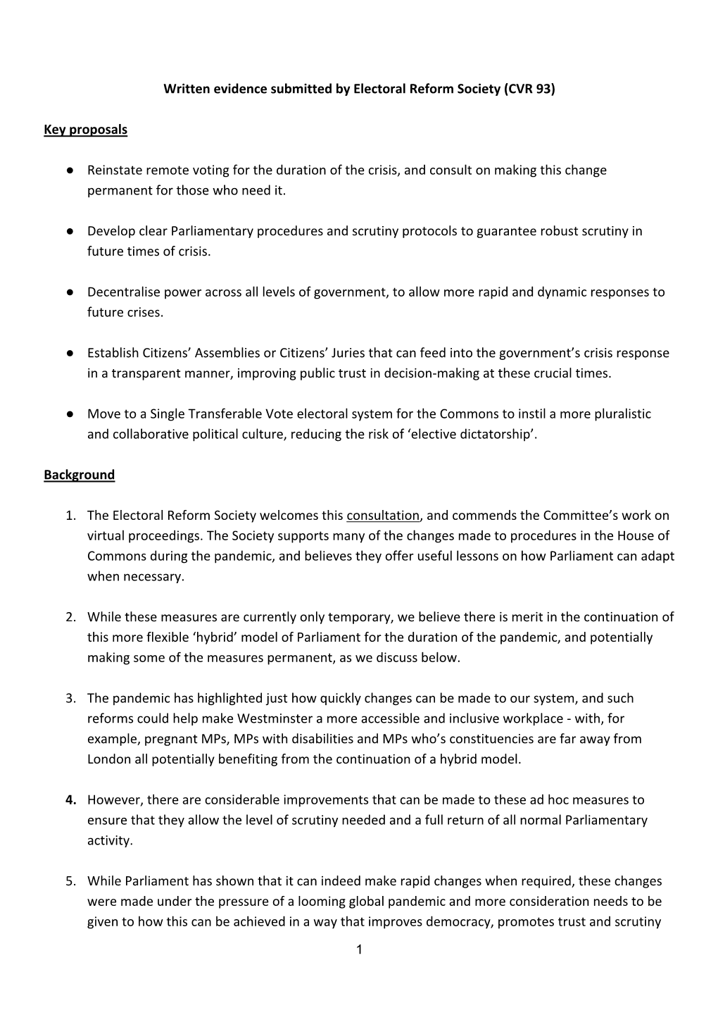 Written Evidence Submitted by Electoral Reform Society (CVR 93)