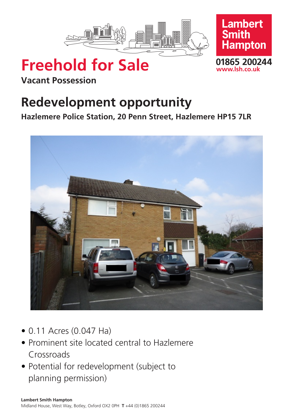 Freehold for Sale,Hazlemere Police Station, 20 Penn Street, Hazlemere