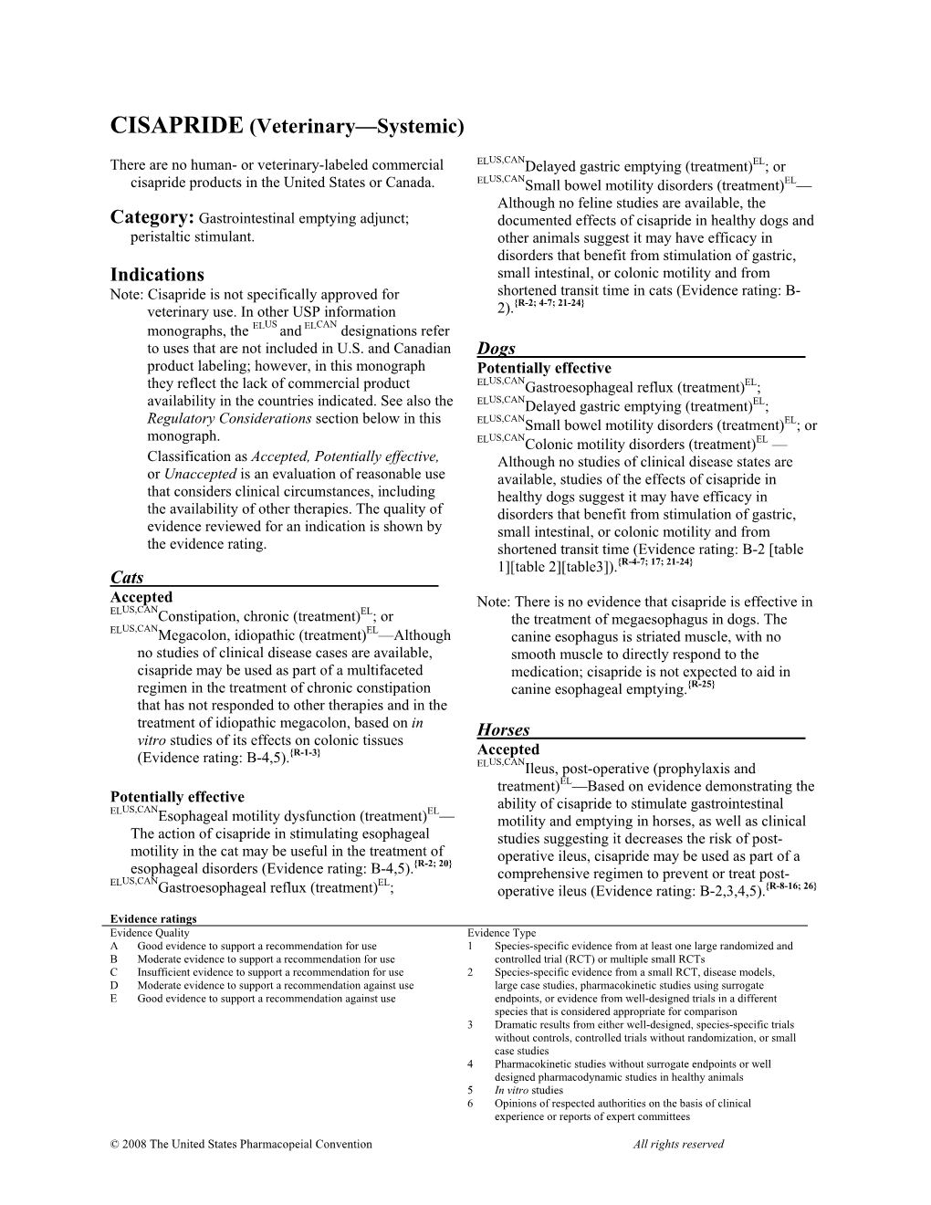 CISAPRIDE (Veterinary—Systemic)