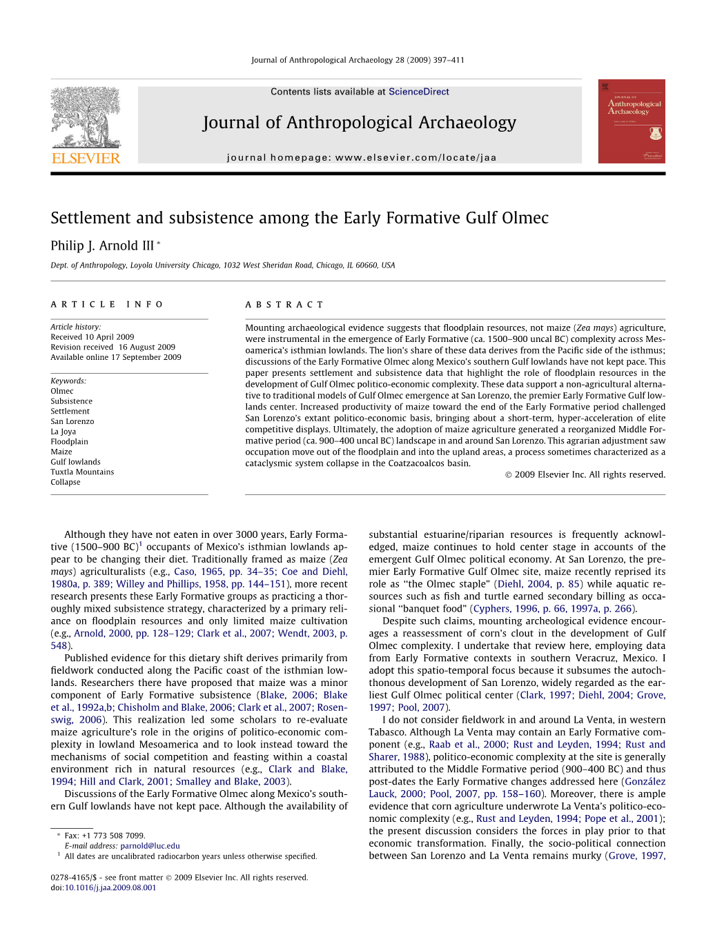 Settlement and Subsistence Among the Early Formative Gulf Olmec