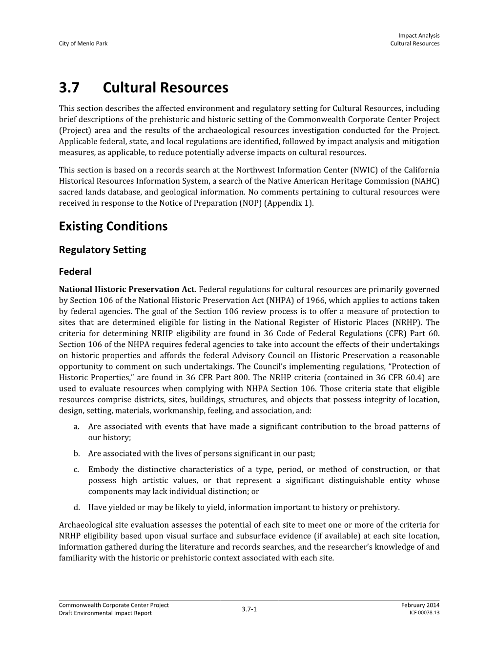 3.7 Cultural Resources