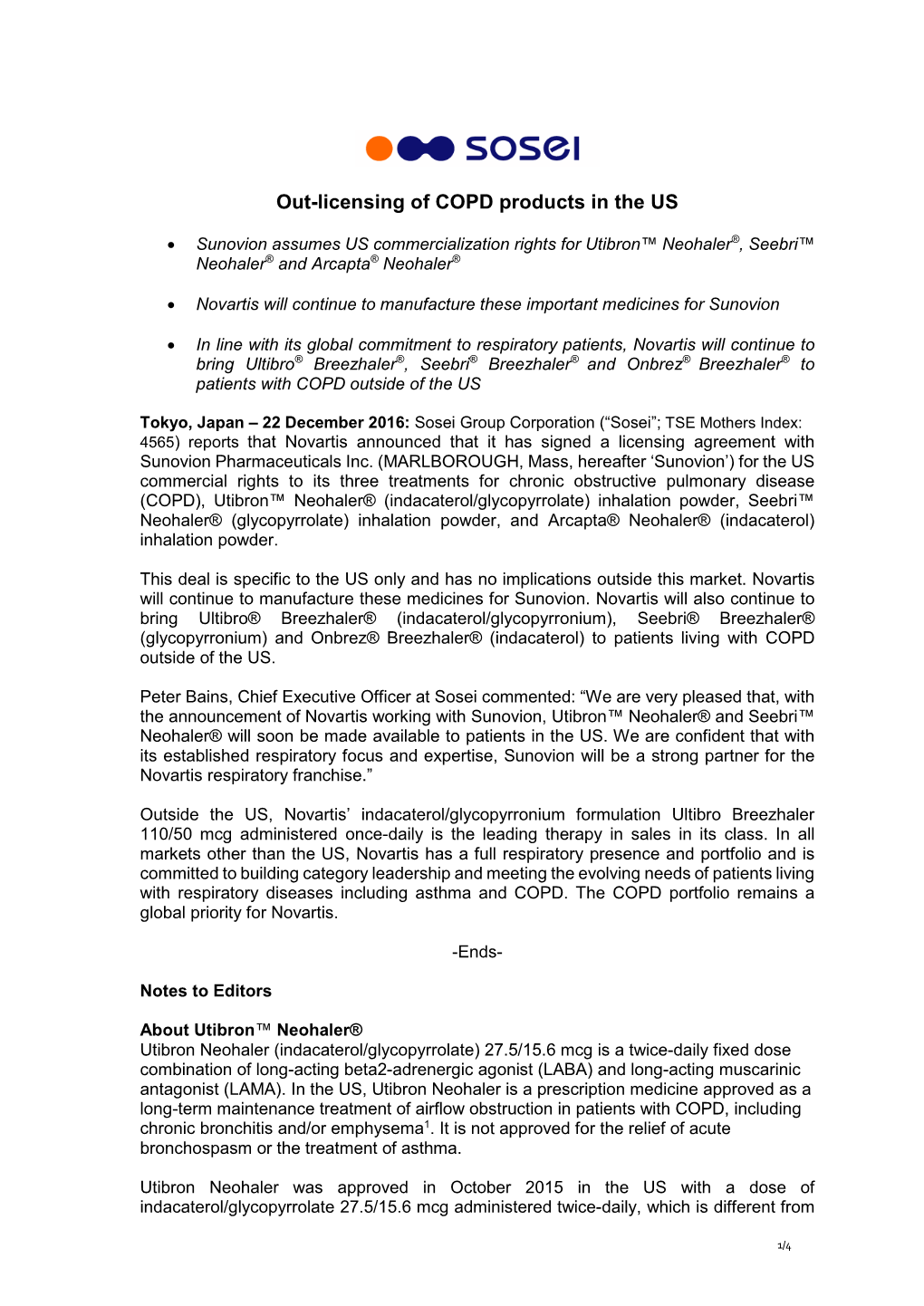 Out-Licensing of COPD Products in the US.Pdf