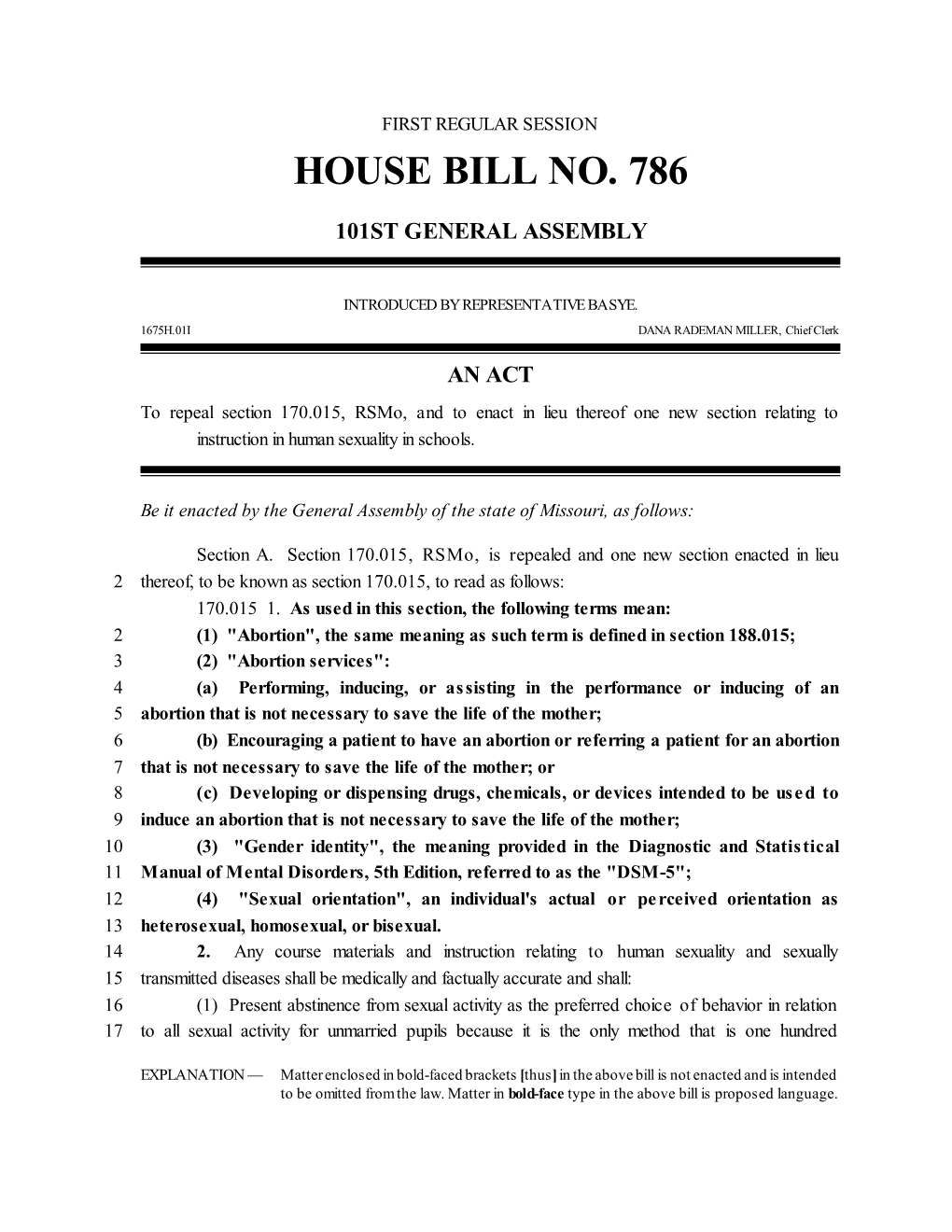 House Bill No. 786