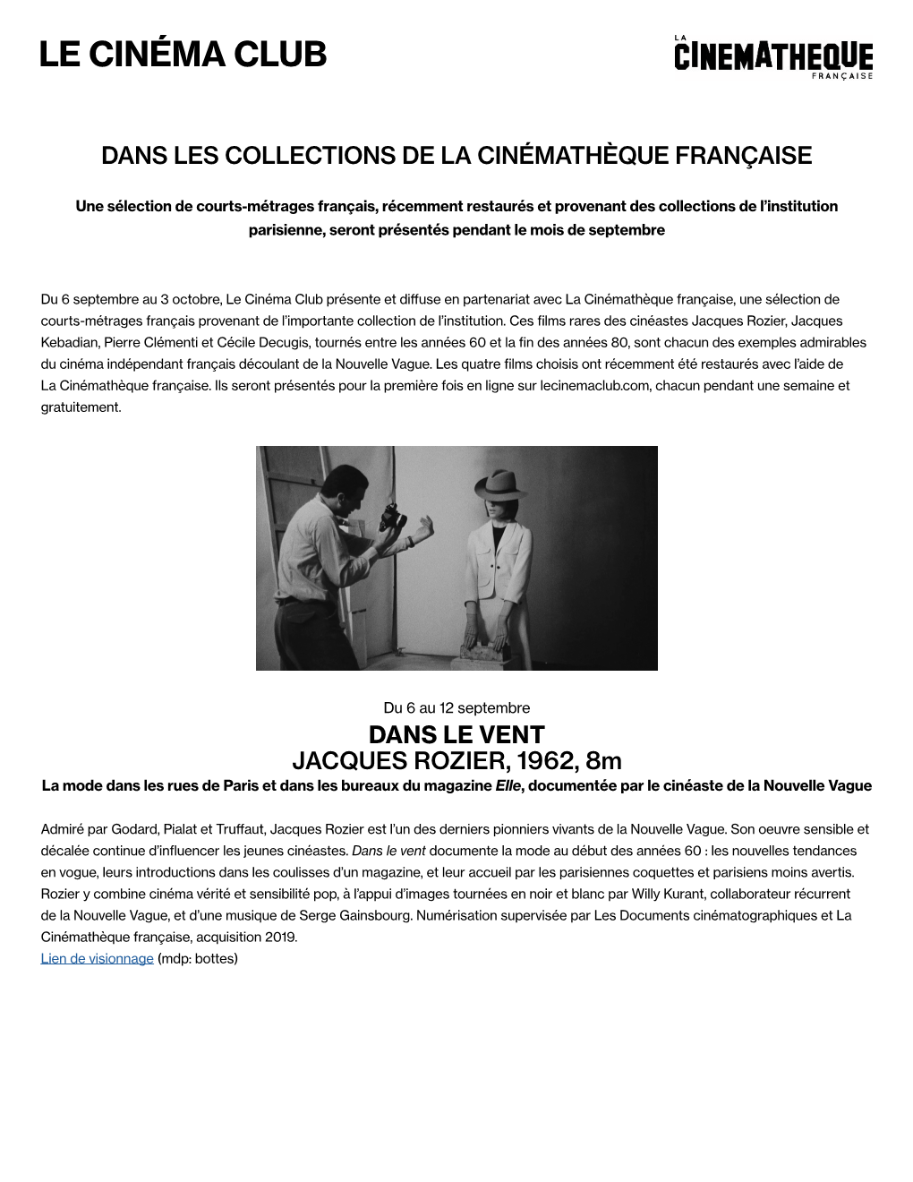 Dans Les Collections De La Cinémathèque Française