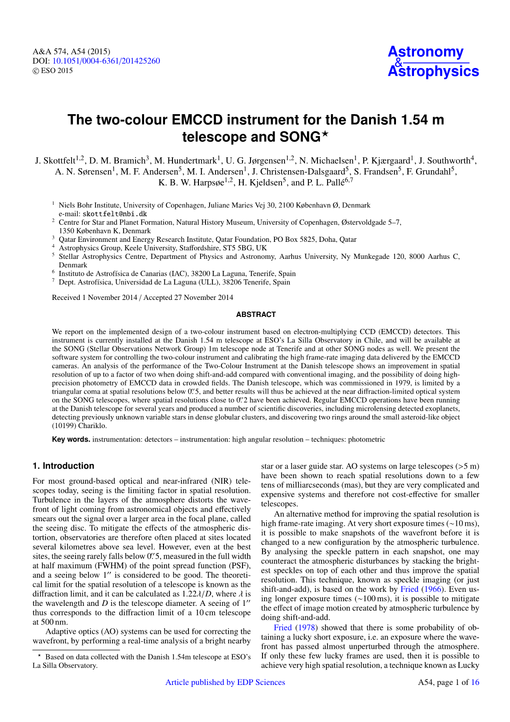 The Two-Colour EMCCD Instrument for the Danish 1.54 M Telescope and SONG?