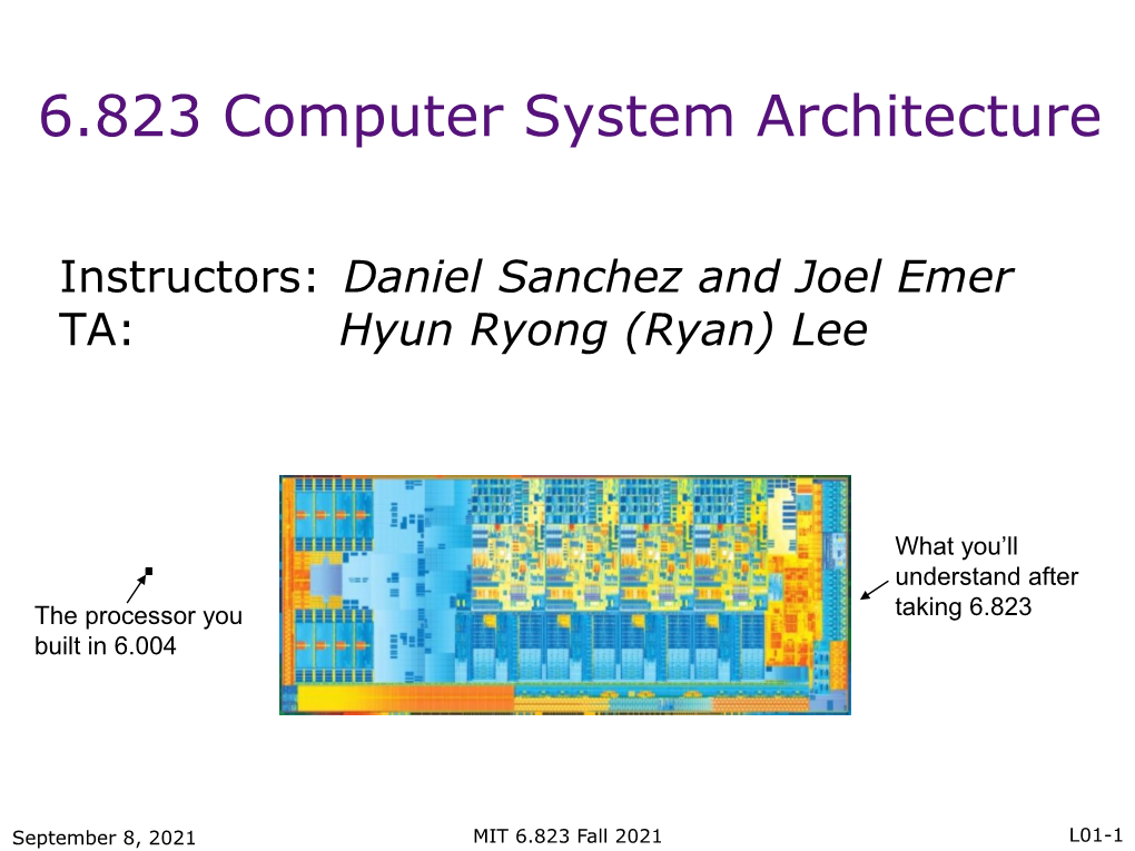 6.823 Computer System Architecture