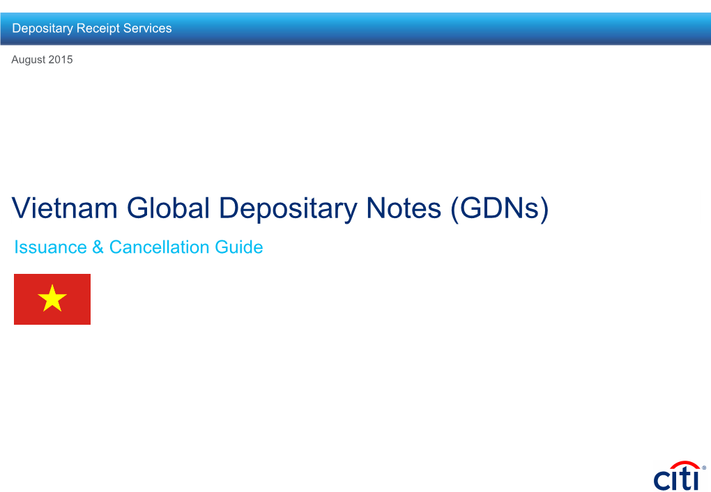 Vietnam Global Depositary Notes (Gdns) Issuance & Cancellation Guide GDN List / Vietnamese Bonds