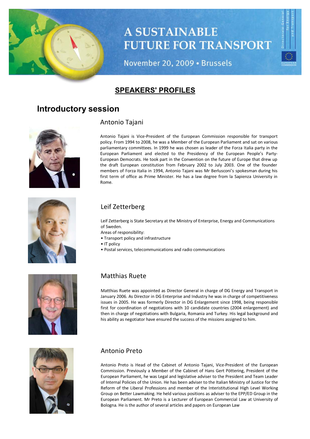 Speakers' Profiles