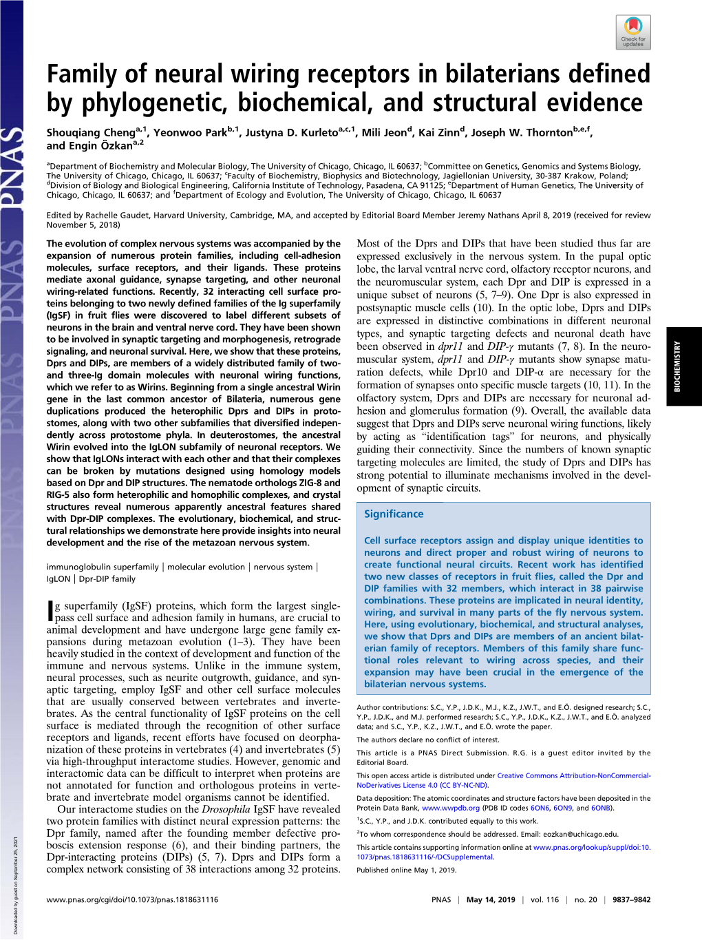 Family of Neural Wiring Receptors in Bilaterians Defined by Phylogenetic, Biochemical, and Structural Evidence