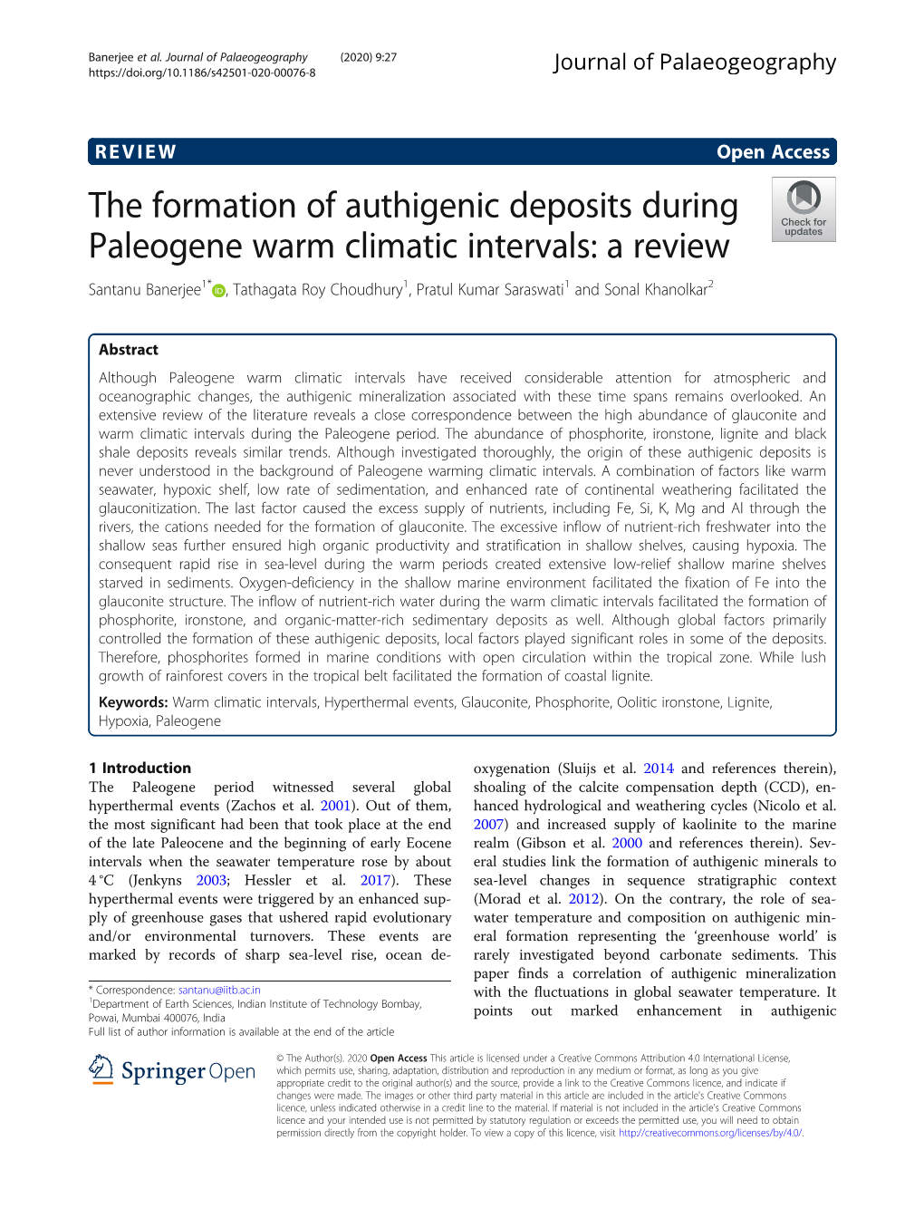 The Formation of Authigenic Deposits During Paleogene Warm Climatic