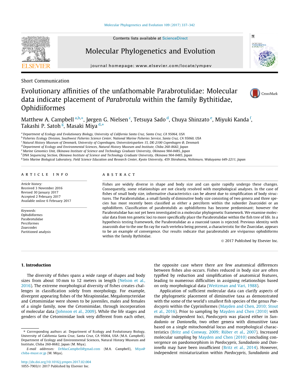 Evolutionary Affinities of the Unfathomable Parabrotulidae