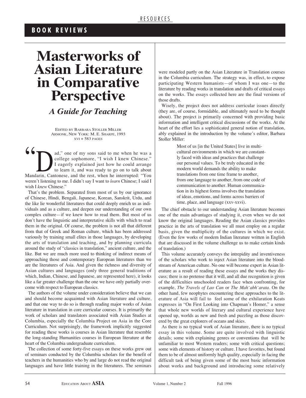 Masterworks of Asian Literature in Comparative Perspective