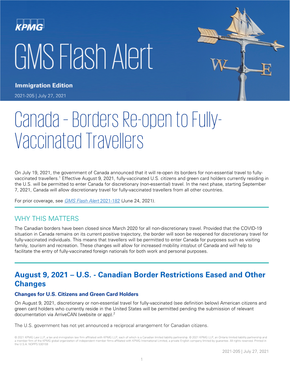 GMS Flash Alert 2021-205 Canada: Borders Re-Open To