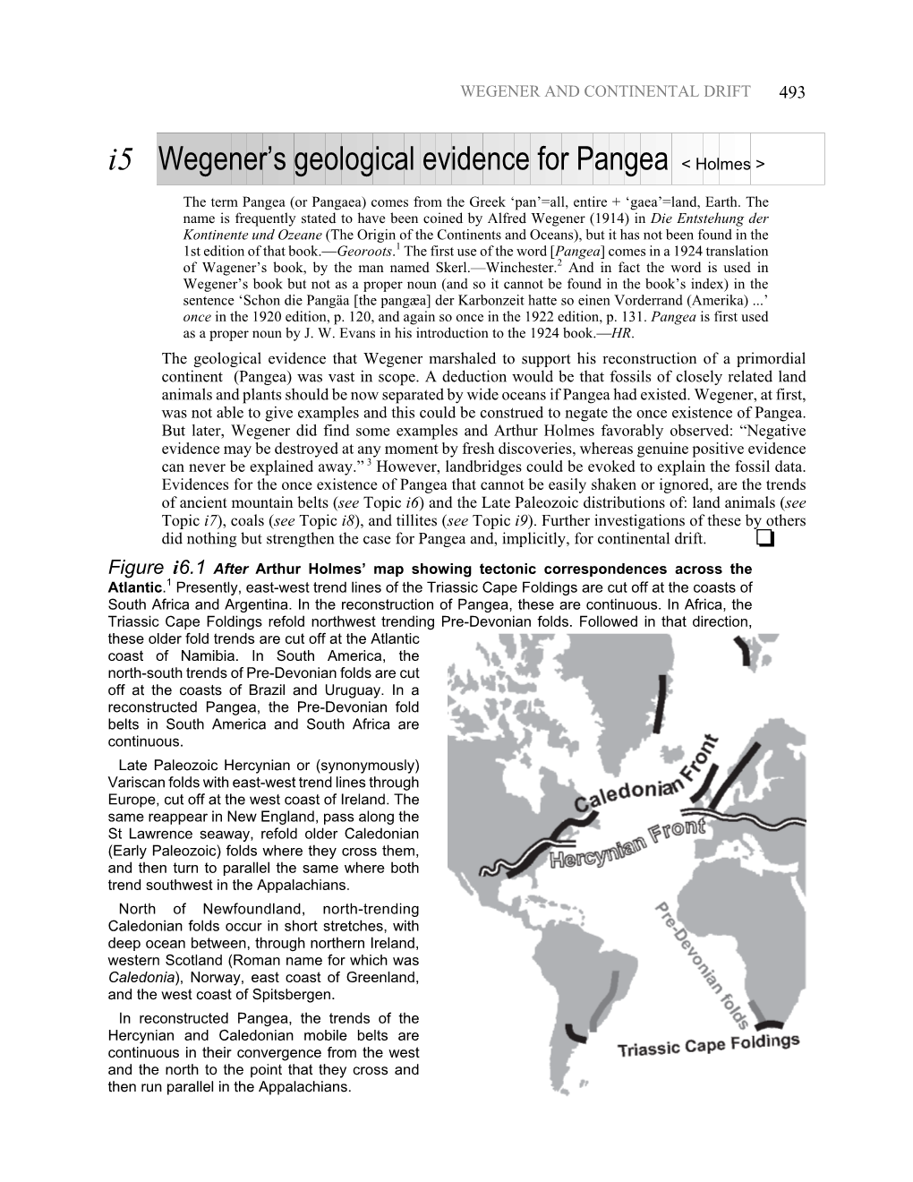 I5 Wegener's Geological Evidence for Pangea < Holmes >