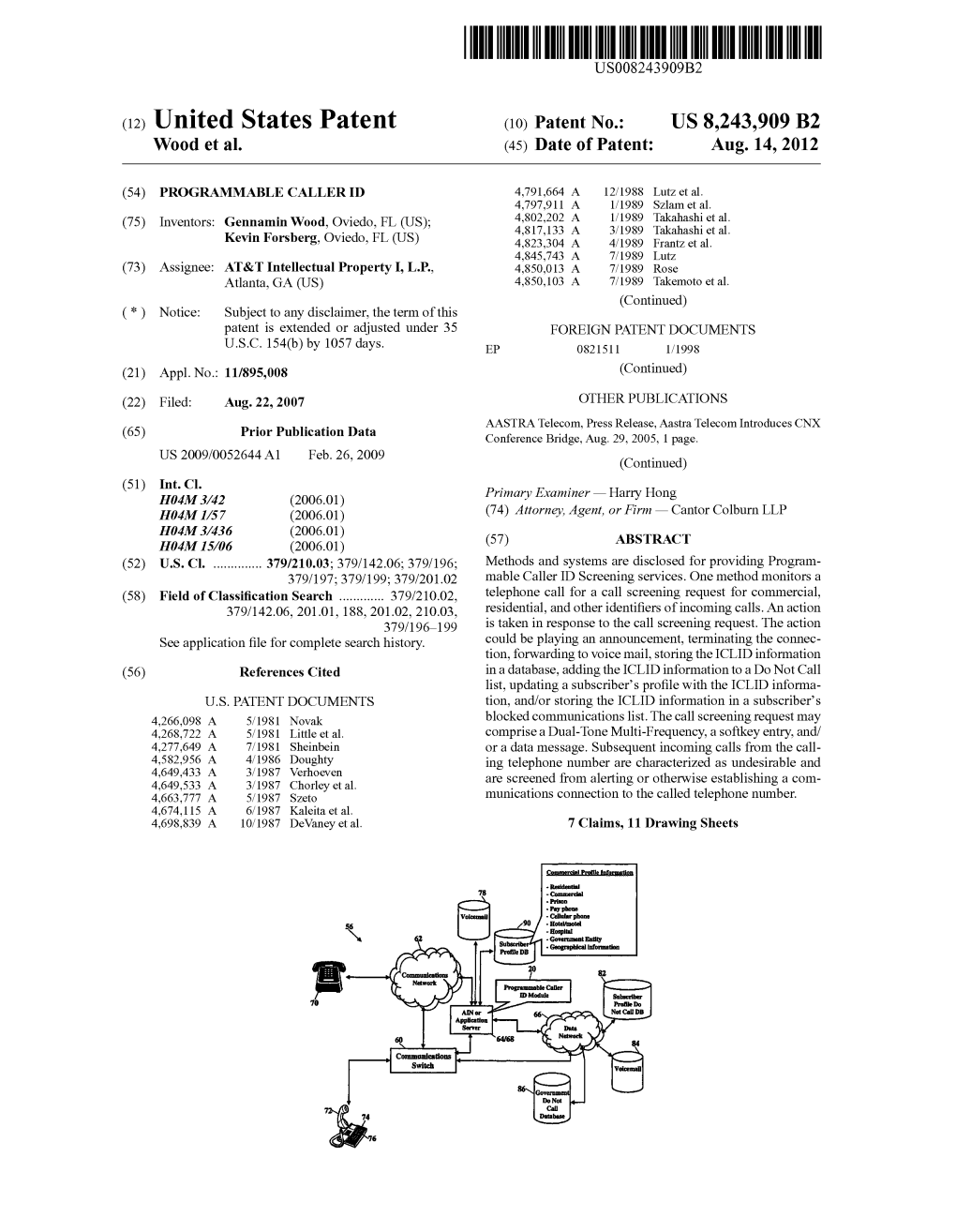 (12) United States Patent (10) Patent No.: US 8,243,909 B2 Wood Et Al