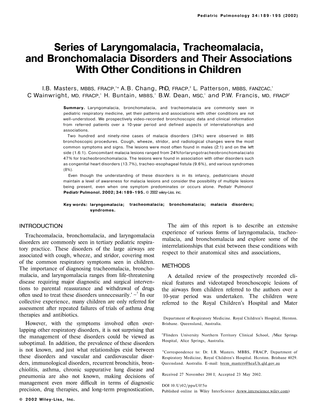 Series of Laryngomalacia, Tracheomalacia, and Bronchomalacia Disorders and Their Associations with Other Conditions in Children