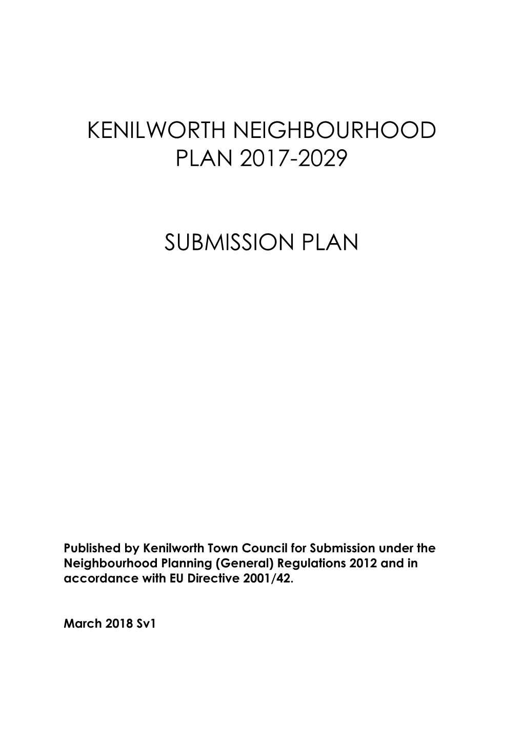 Kenilworth Neighbourhood Plan 2017-2029 Submission