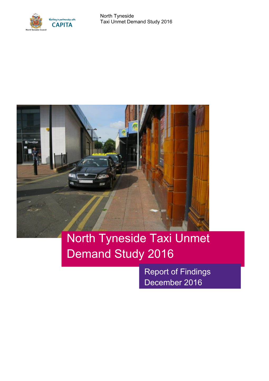 North Tyneside Taxi Unmet Demand Study 2016