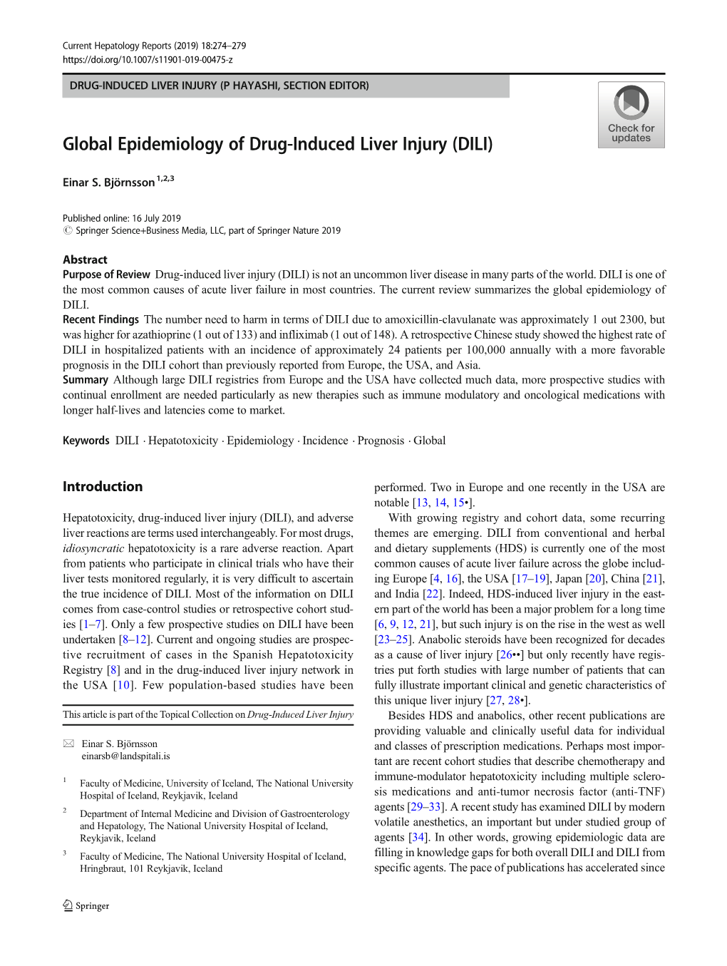 Global Epidemiology of Drug-Induced Liver Injury (DILI)