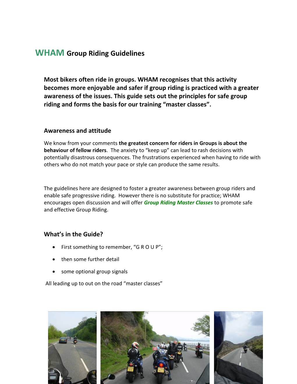 WHAM Group Riding Guidelines