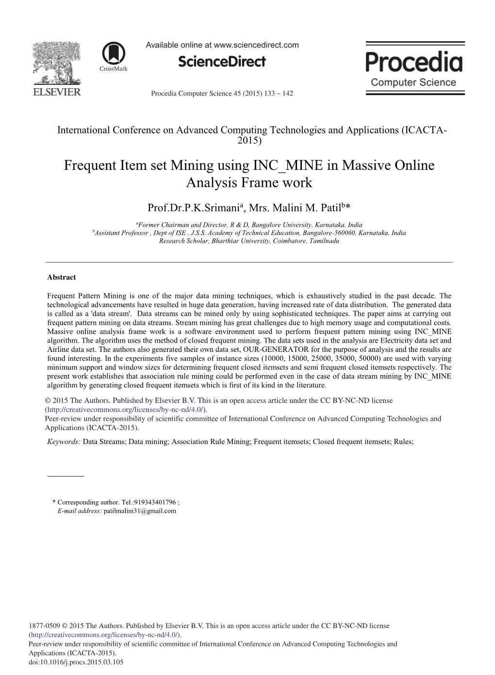 Frequent Item Set Mining Using INC MINE in Massive Online Analysis Frame Work