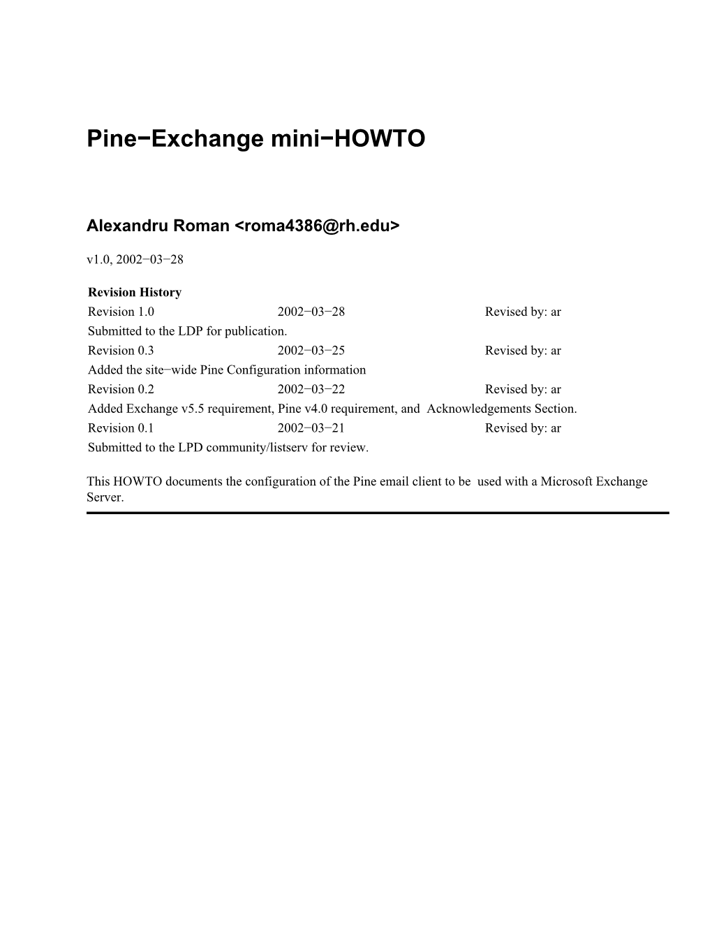 Pine-Exchange Mini-HOWTO