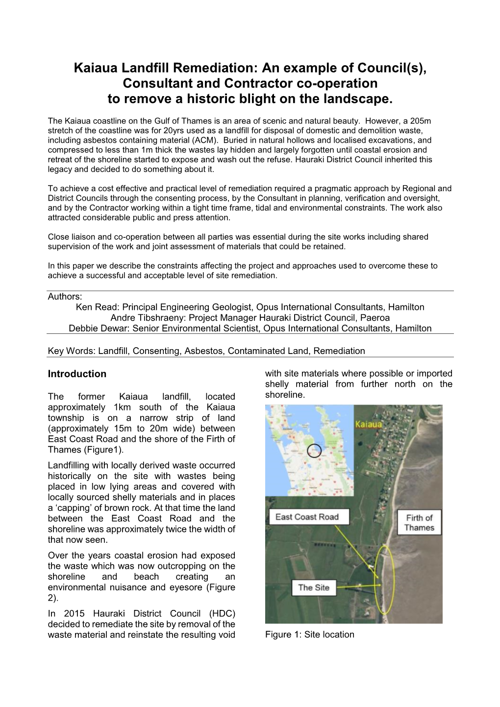 Kaiaua Landfill Remediation: an Example of Council(S), Consultant and Contractor Co-Operation to Remove a Historic Blight on the Landscape