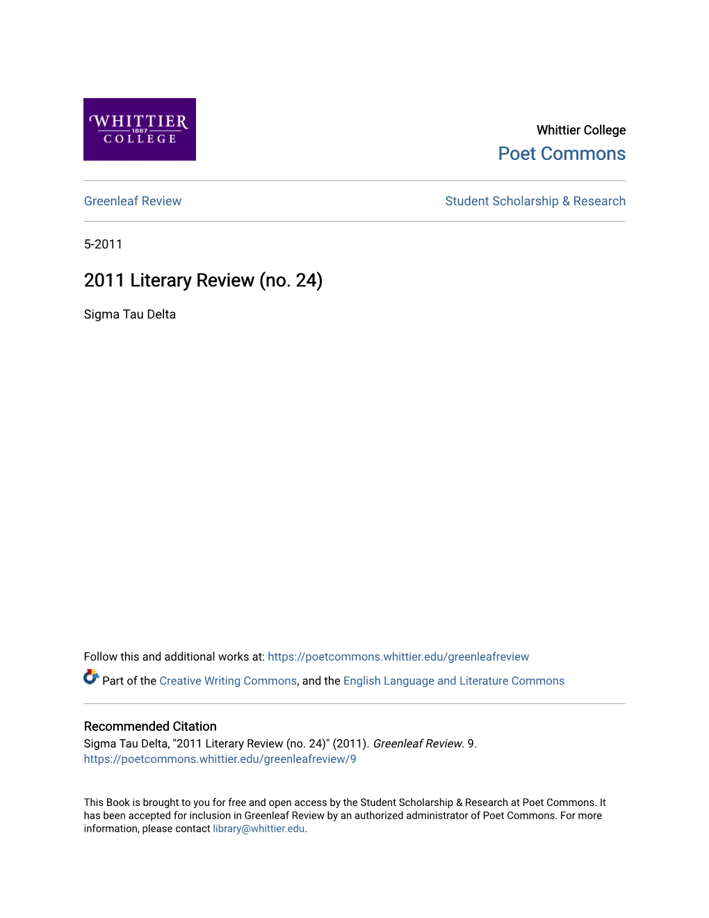 2011 Literary Review (No. 24)